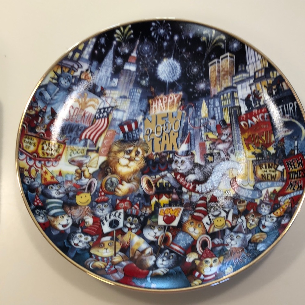 Franklin mint cat plate